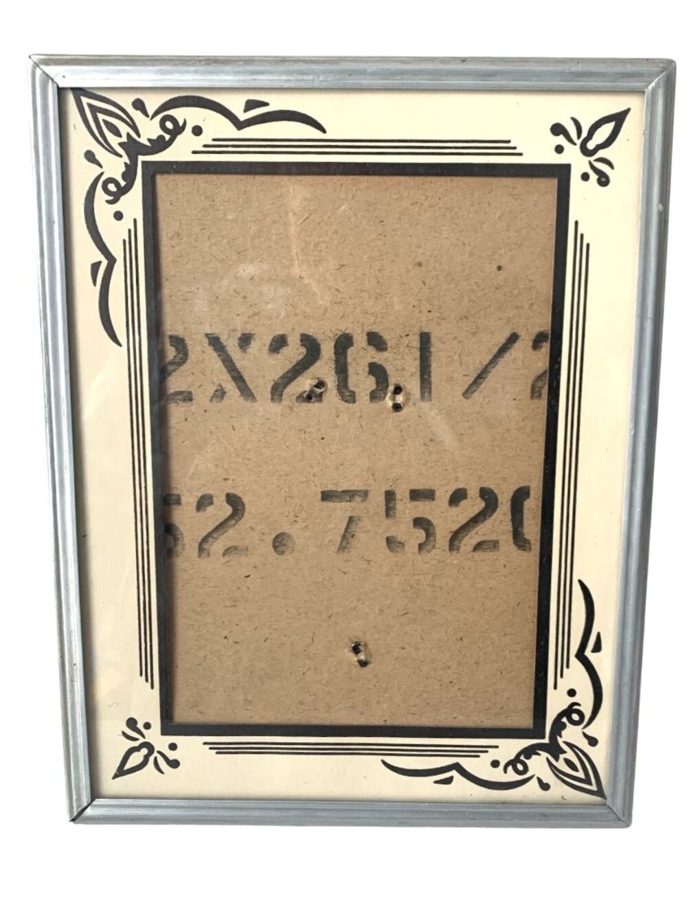 Art Deco Vintage Reverse Painting Glass Picture Frame Silver Tone 9" X 7" Fits 6